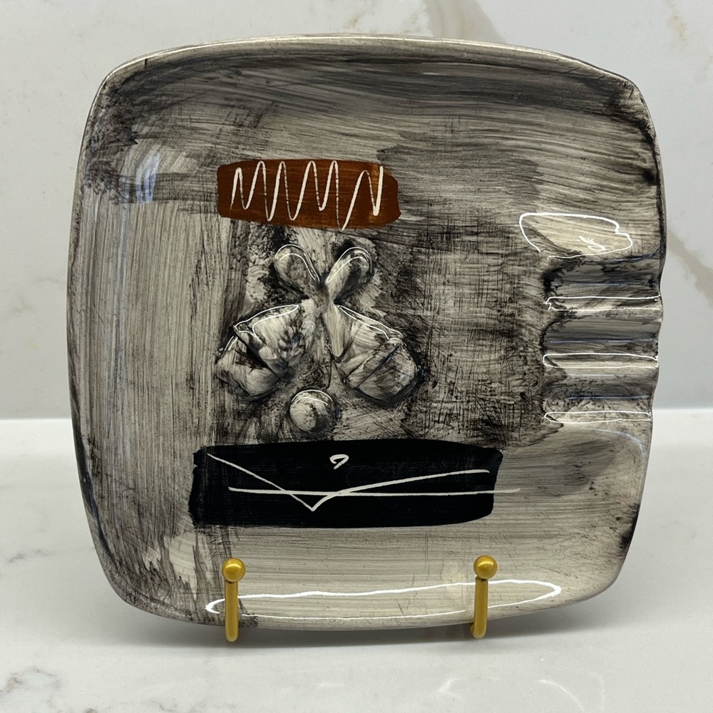 Vintage Abstract Bowling Pins Ashtray Dish Tray MCM Laurentian Pottery Canadian